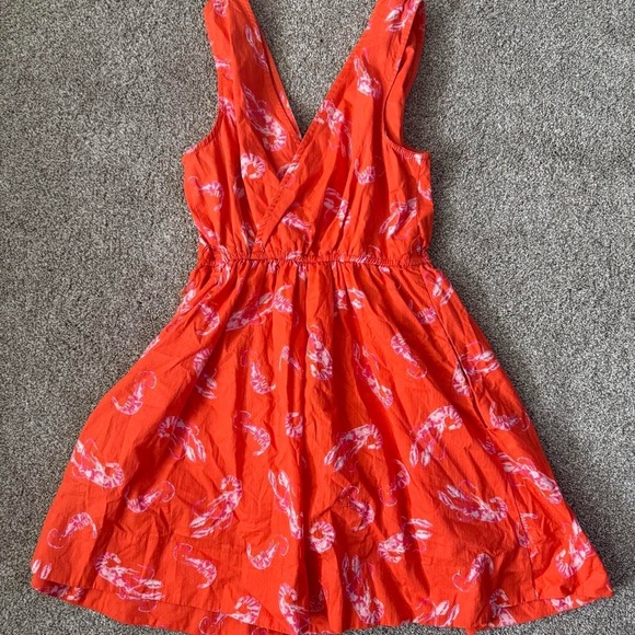 MAEVE Mini Dress Flirty Wrap Sea Shrimp Lobster Orange Dress Anthropologie Sz XS - Picture 5 of 8